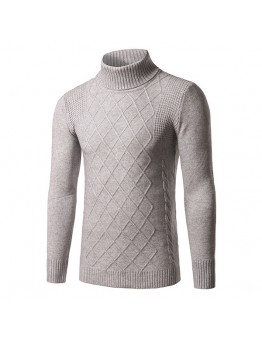 Fashion Mens Downneck Solid Color Pullover Classic Diamond Pattern Slim Fit Knitte Sweater
