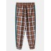 Mens Plaid Side Patchwork Drawstring Elastic Waist Casual Cotton Jogger Pants Mens Plaid Side Patchwork Drawstring Elastic Waist Casual Cotton Jogger Pants