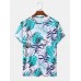 Mens All Over Plants Leaf Print Holiday Short Sleeve T Shirts Mens All Over Plants Leaf Print Holiday Short Sleeve T Shirts