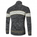 Mens Fashion High Collar Pullovers Wool Color Block Thick Warm Casual Sweaters Mens Fashion High Collar Pullovers Wool Color Block Thick Warm Casual Sweaters