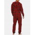 Mens Plaid Zipper Front Kangaroo Pocket Hooded One Piece Jumpsuit Home Warm Sleepwear Mens Plaid Zipper Front Kangaroo Pocket Hooded One Piece Jumpsuit Home Warm Sleepwear