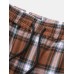 Mens Plaid Side Patchwork Drawstring Elastic Waist Casual Cotton Jogger Pants Mens Plaid Side Patchwork Drawstring Elastic Waist Casual Cotton Jogger Pants