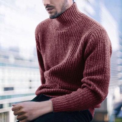 Mens Cotton Loose High Collar Warm Long Woolen Sleeve Casual Pullover Sweaters Mens Cotton Loose High Collar Warm Long Woolen Sleeve Casual Pullover Sweaters