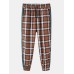 Mens Plaid Side Patchwork Drawstring Elastic Waist Casual Cotton Jogger Pants Mens Plaid Side Patchwork Drawstring Elastic Waist Casual Cotton Jogger Pants