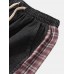 Mens Side Plaid Patchwork Letter Pritned Casual Drawstring Denim Jogger Pants Mens Side Plaid Patchwork Letter Pritned Casual Drawstring Denim Jogger Pants