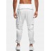 Mens Solid Color Multi Pocket Reflective Drawstring Sport Cargo Jogger Pants Mens Solid Color Multi Pocket Reflective Drawstring Sport Cargo Jogger Pants