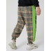 Mens Plaid Cotton Side Patchwork Drawstring Elastic Waist Jogger Pants With Pocket Mens Plaid Cotton Side Patchwork Drawstring Elastic Waist Jogger Pants With Pocket