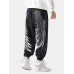 Mens Wings Back Print Plus Velvet Thick Drawstring Waist Cotton Jogger Pants Mens Wings Back Print Plus Velvet Thick Drawstring Waist Cotton Jogger Pants