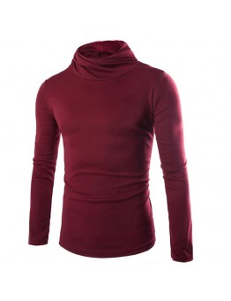 Mens Casual Turtleneck Knitted Sweater Solid Color Slim Fit Pullover Sweater