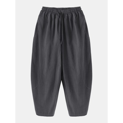 Mens Solid Color Cotton Linen Loose Casual Simple Wide Leg Pants Mens Solid Color Cotton Linen Loose Casual Simple Wide Leg Pants