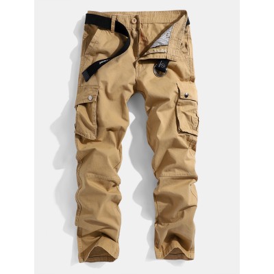 Mens Solid Color Multi Pocket Zipper Fly Mid Waist Casual Pants Mens Solid Color Multi Pocket Zipper Fly Mid Waist Casual Pants