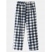 Mens Check Flannel Thicken Warm Elastic Waist Home Sleep Bottoms With Pocket Mens Check Flannel Thicken Warm Elastic Waist Home Sleep Bottoms With Pocket